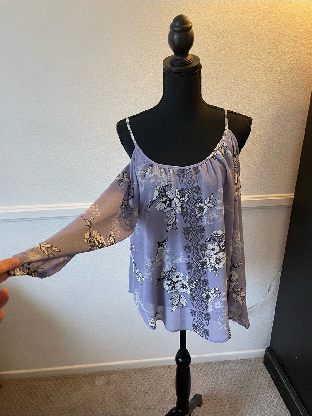 Cottage/Core Floral Cold-Shoulder Blouse